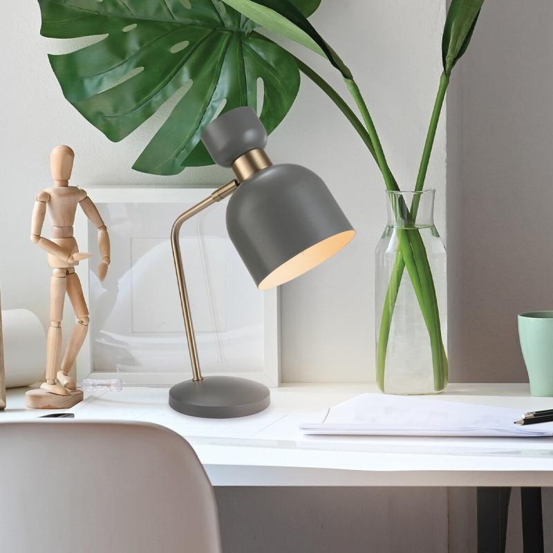 Harper 16″ Matte Gray Desk Lamp with Matte Brass Arm  |   Desk Lamps Desk Lamps Desk Lamps