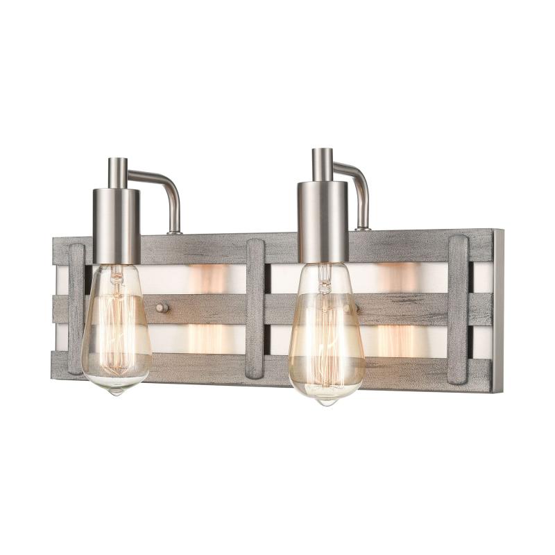 Home Brigantine Satin Nickel Metal 2 Light Vanity Light  |   Bathroom Lighting Bathroom Lighting Bathroom Lighting