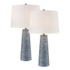 Home Kent Dark Blue With White Linen Shade 1 Light Table Lamp  |   Lamp Sets Lamp Sets Dark Blue