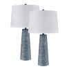 Home Kent Dark Blue With White Linen Shade 1 Light Table Lamp  |   Lamp Sets Lamp Sets Dark Blue