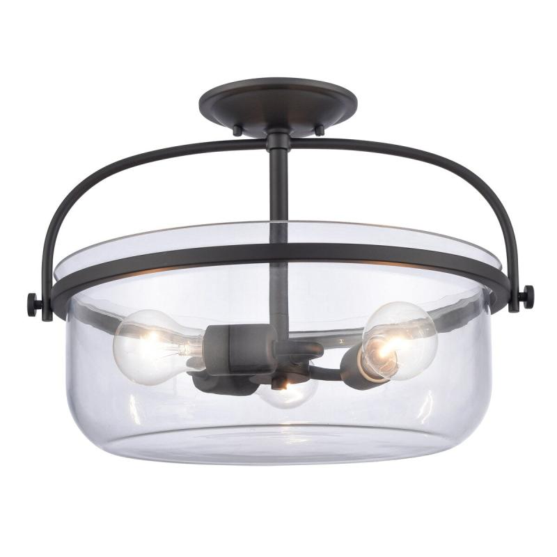 Home Wentworth 17” Wide 3-Light Semi Flush Mount – Matte Black  |   Semi-Flush Mount Ceiling Lights Ceiling Lighting Semi-Flush Mount Ceiling Lights