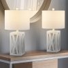 Ibiza 21.5″ Farmhouse Wood LED Table Lamp, Brown (Set of 2)  |   Lamp Sets Lamp Sets Lamp Sets