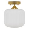 Ignace Brushed Gold Metal 8.25-Inch Ceiling Light with Frosted White Glass Globe Shade – 8″ x 8″ x 8.25″  |   Semi-Flush Mount Ceiling Lights Ceiling Lighting Semi-Flush Mount Ceiling Lights