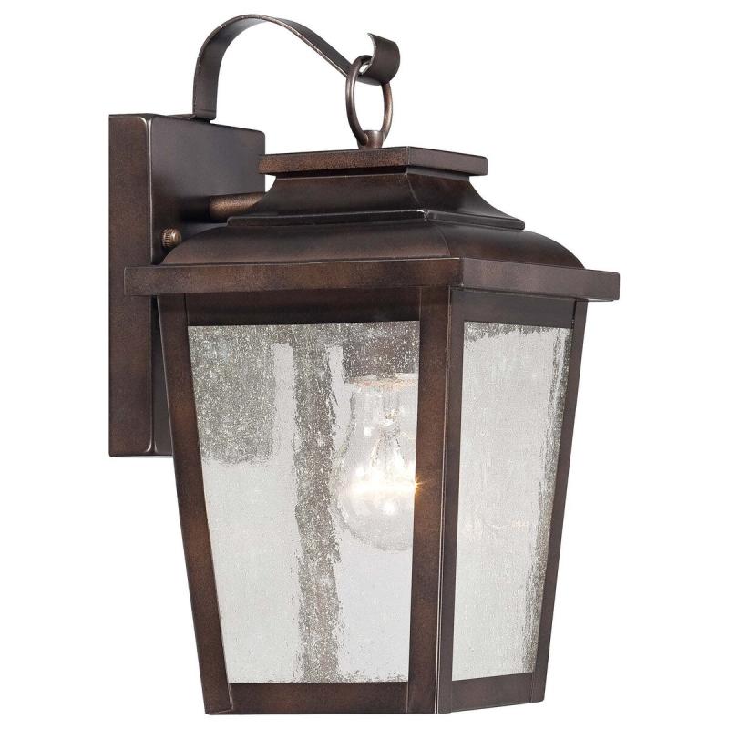 Irvington Manor Bronze & Seeded Glass 1 Light Wall Mount  |   Flush Mount Wall Lights Flush Mount Wall Lights Chelesa Bronze