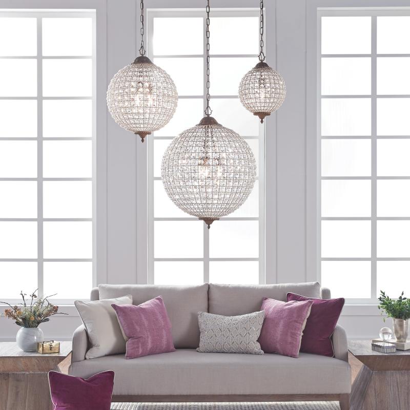 Kimberly Crystal 18-Inch Medium Globe Chandelier  |   Chandeliers Ceiling Lighting Chandeliers