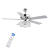 Kristie 52″ 3-Light Crystal/Metal Modern Glam Drum LED Ceiling Fan With Remote, Chrome  |   Ceiling Fans Ceiling Lighting Ceiling Fans