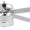 Kristie 52″ 3-Light Crystal/Metal Modern Glam Drum LED Ceiling Fan With Remote, Chrome  |   Ceiling Fans Ceiling Lighting Ceiling Fans