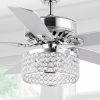 Kristie 52″ 3-Light Crystal/Metal Modern Glam Drum LED Ceiling Fan With Remote, Chrome  |   Ceiling Fans Ceiling Lighting Ceiling Fans