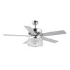 Kristie 52″ 3-Light Crystal/Metal Modern Glam Drum LED Ceiling Fan With Remote, Chrome  |   Ceiling Fans Ceiling Lighting Ceiling Fans