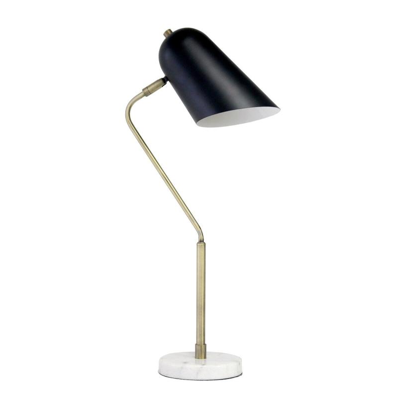 Lalia Home Asymmetrical Marble and Metal Desk Lamp with Black Sloped Shade – 11″L X6″W X 24″H  |   Desk Lamps Desk Lamps Black