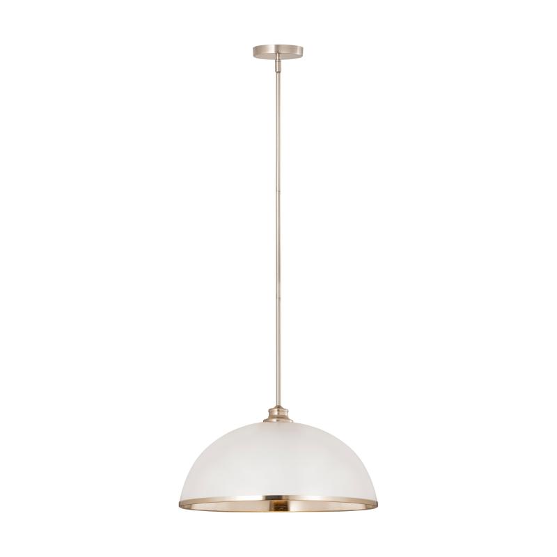 Landry 1 Light Pendant – Matte White + Brushed Nickel  |   Kitchen Lighting Kitchen Lighting Kitchen Lighting