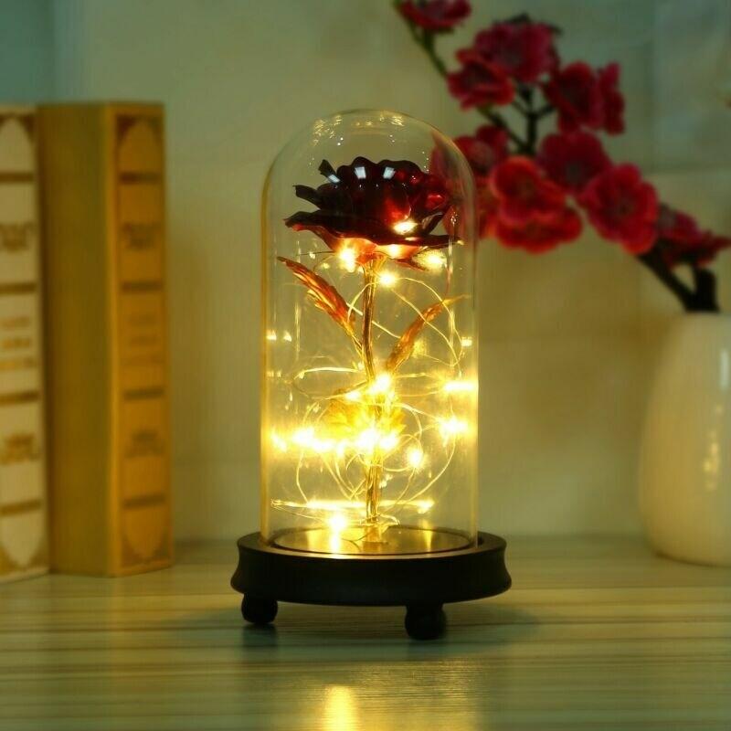 LED Enchanted Rose Glass Lamp Valentine’s Night Light  |   Night Lights Night Lights Night Lights