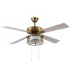 Lena Brass and Glass 52-Inch Ceiling Fan with Light – 52″ x 52″ x 12.5″/17.5″  |   Ceiling Fans Ceiling Fans Ceiling Fans