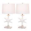 Lighting 28″ White Coastal Starfish Table Lamps With Crystal Base (Set of 2) 3-Way Switch  |   Lamp Sets Lamp Sets Lamp Sets