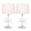 Lighting 28″ White Coastal Starfish Table Lamps With Crystal Base (Set of 2) 3-Way Switch  |   Lamp Sets Lamp Sets Lamp Sets