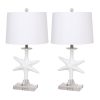 Lighting 28″ White Coastal Starfish Table Lamps With Crystal Base (Set of 2) 3-Way Switch  |   Lamp Sets Lamp Sets Lamp Sets