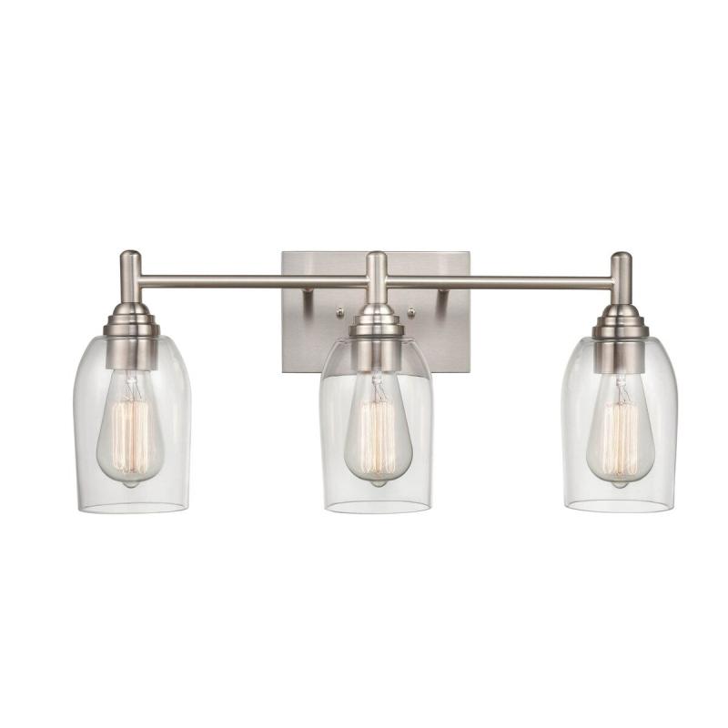 Lighting Arlett 3 Light Vanity fixture in Multiple Finishes with Clear Glass Shades  |   Bathroom Lighting Bathroom Lighting Bathroom Lighting