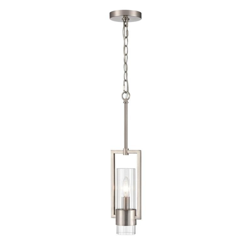 Lighting Caberton 1 Light Pendant in Brushed Nickel with Clear Beveled Glass Shades  |   Kitchen Lighting Kitchen Lighting Kitchen Lighting