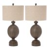 Lighting Coastal Farmhouse Brown Timeless Table Lamps with Linen Shade (Set of 2) 3-Way Switch  |   Lamp Sets Lamp Sets Brown