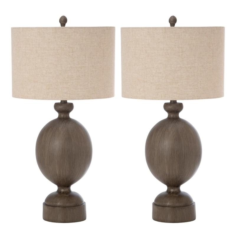 Lighting Coastal Farmhouse Brown Timeless Table Lamps with Linen Shade (Set of 2) 3-Way Switch  |   Lamp Sets Lamp Sets Brown