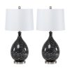 Lighting Stunning Glass Grey/Silver Timeless Table Lamp with Linen Shade (Set of 2) 3-Way Switch  |   Lamp Sets Lamp Sets Grey