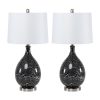 Lighting Stunning Glass Grey/Silver Timeless Table Lamp with Linen Shade (Set of 2) 3-Way Switch  |   Lamp Sets Lamp Sets Grey