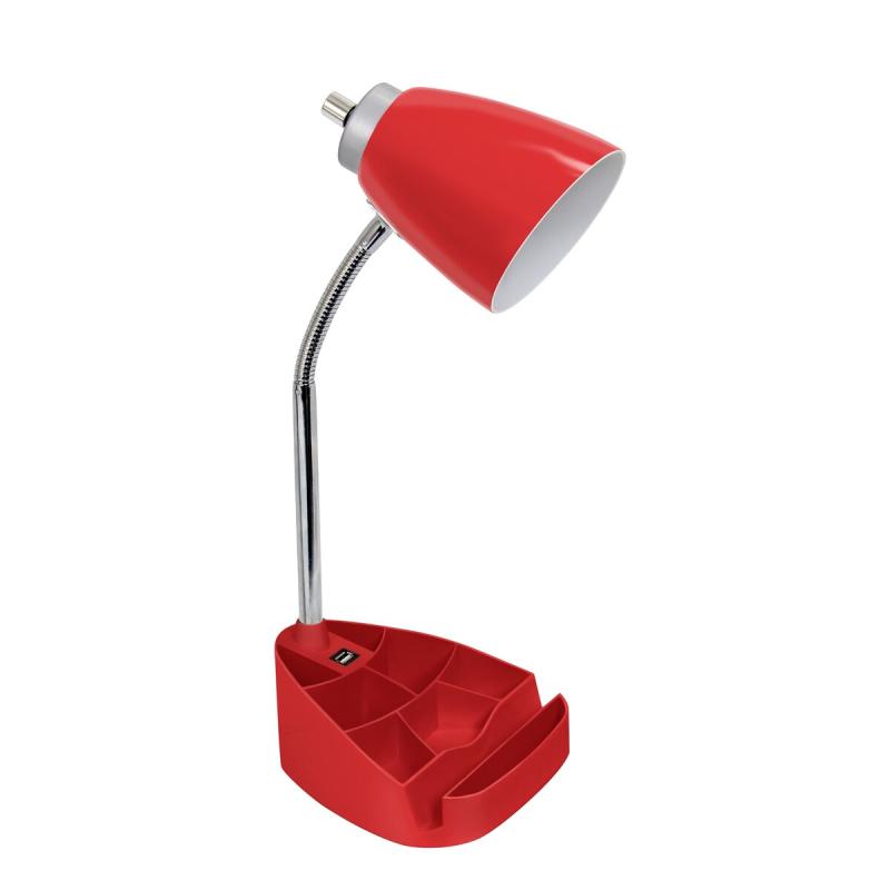 Limelights Gooseneck Organizer Desk Lamp w/ Holder and USB port, Red  |   Desk Lamps Desk Lamps Desk Lamps