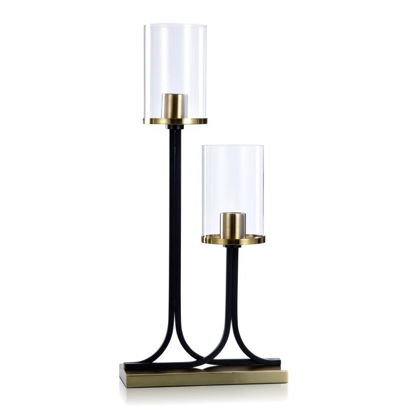 Logan – Mid Century Modern Metal Desk Lamp With Clear Glass Uplights – Black & Gold Finish – Clear Shade  |   Desk Lamps Desk Lamps Black- Gold