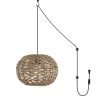 Lucas 1-Light Farmhouse Coastal 180″ Cord Plug-In or Hardwired LED Pendant  |   Kitchen Lighting Kitchen Lighting Black/Brown/Light Brown