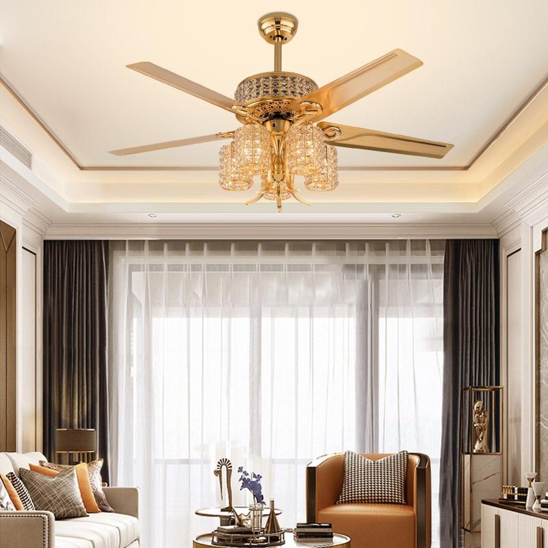 Luxury Crystal Golden Ceiling Fan Light Reversible with Remote – 52 Inches  |   Ceiling Fans Ceiling Fans Ceiling Fans