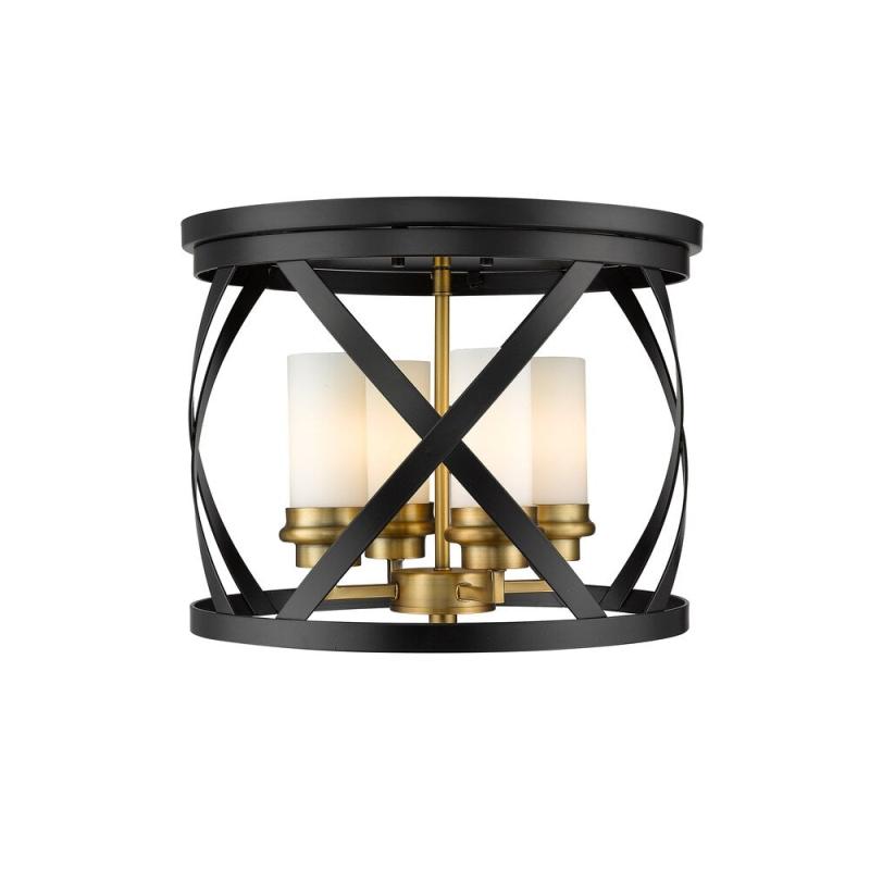 Malcalester 4 Light Flush Mount – Matte Black + Olde Brass  |   Flush Mount Wall Lights Flush Mount Wall Lights Flush Mount Wall Lights