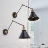 Malryn Set of 2 Modern Adjustable Swing Arm Lights Plug-in Hardwire Wall Sconces  |   Swing Arm Lights Swing Arm Lights Black/Brushed Silver/Gold