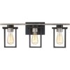 Matt Black/Wood Tone Rustic Farmhouse Bathroom Vanity Light with Open Cage Shades  |   Bathroom Lighting Bathroom Lighting Bathroom Lighting