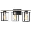 Matt Black/Wood Tone Rustic Farmhouse Bathroom Vanity Light with Open Cage Shades  |   Bathroom Lighting Bathroom Lighting Bathroom Lighting