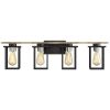 Matt Black/Wood Tone Rustic Farmhouse Bathroom Vanity Light with Open Cage Shades  |   Bathroom Lighting Bathroom Lighting Bathroom Lighting