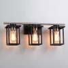 Matt Black/Wood Tone Rustic Farmhouse Bathroom Vanity Light with Open Cage Shades  |   Bathroom Lighting Bathroom Lighting Bathroom Lighting