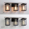 Matt Black/Wood Tone Rustic Farmhouse Bathroom Vanity Light with Open Cage Shades  |   Bathroom Lighting Bathroom Lighting Bathroom Lighting