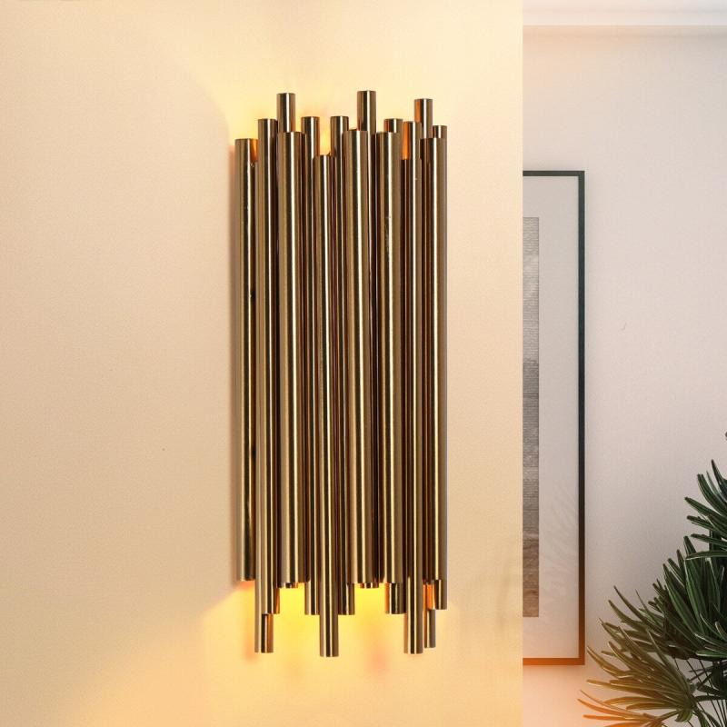 Mid-Century Modern 2-Light Wall Sconces Gold Metal Bathroom Vanity Lights  |   Bathroom Lighting Bathroom Lighting Bathroom Lighting