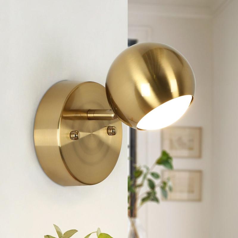 Modern 1-Light Gold Brass Wall Sconce Metal Bathroom Vanity Lights with Dome Shade – 4.7″ L x 7″ W x 8″ H  |   Wall Sconces Wall Lighting Wall Sconces