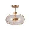 Modern 3-Light Gold Bowl Semi-flush Mount Ceiling Lights with Clear Glass – 12″ D x 11.5″ H  |   Semi-Flush Mount Ceiling Lights Ceiling Lighting Semi-Flush Mount Ceiling Lights