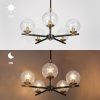 Modern 5-Light Black Gold Wheel Chandelier Globe Glass Pendant Lights for Dining Room – 22″ D x 14″ H  |   Chandeliers Ceiling Lighting Chandeliers