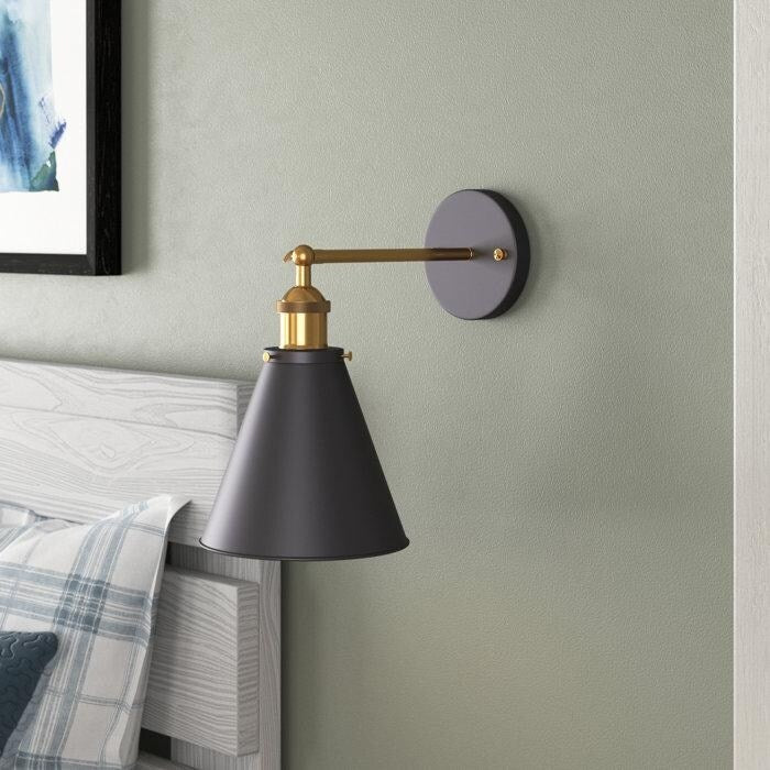 Modern Black 1-Light Cone Metal Swing Arm Wall Lamp  |   Swing Arm Lights Swing Arm Lights Swing Arm Lights