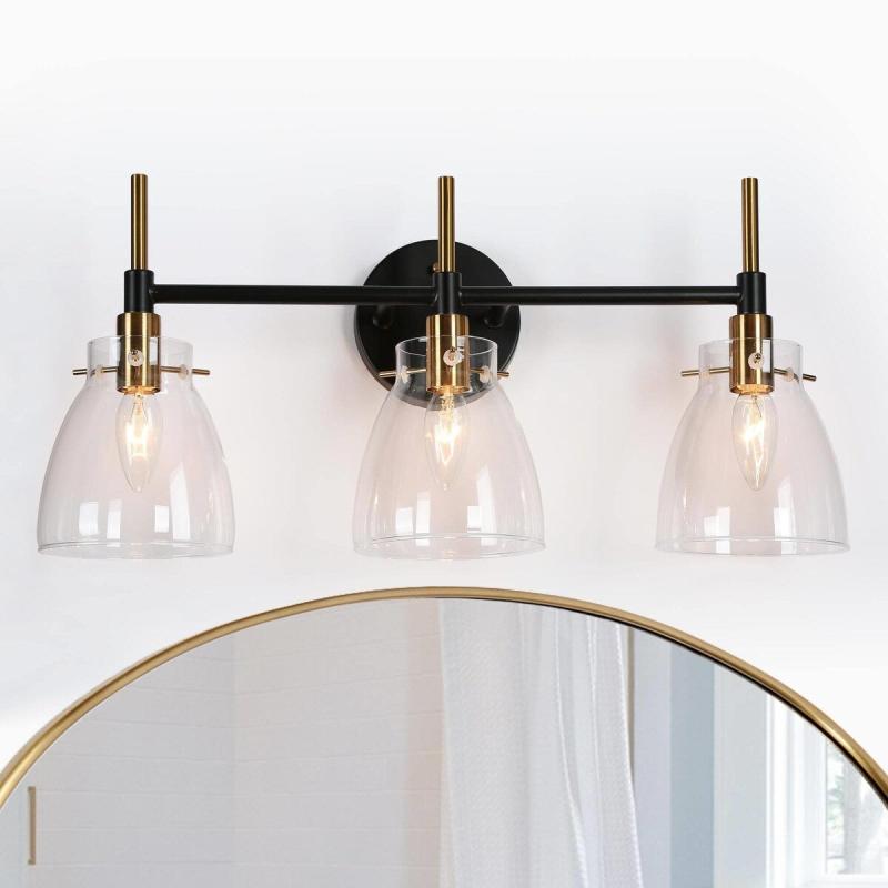 Modern Black Gold 2/3/4 Lights Vanity Light Fixture Glass Bathroom Lighting  |   Bathroom Lighting Bathroom Lighting Bathroom Lighting