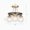 Modern Farmhouse 3-Light Black Gold Semi-Flush Mount Glass Ceiling Light – 14.5″ D x 12″ H  |   Semi-Flush Mount Ceiling Lights Ceiling Lighting Semi-Flush Mount Ceiling Lights