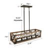 Modern Farmhouse 5-Light Wood Rectangle Chandelier Cage Island Lights for Dining Room – 31.6″L x 10″ W x 7.8″ H  |   Chandeliers Ceiling Lighting Chandeliers