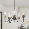 Modern Farmhouse 5/6-Light Black Gold Chandelier Seeded Glass Pendant Lights  |   Chandeliers Ceiling Lighting Chandeliers