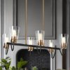 Modern Farmhouse 5/6-Light Black Gold Chandelier Seeded Glass Pendant Lights  |   Chandeliers Ceiling Lighting Chandeliers