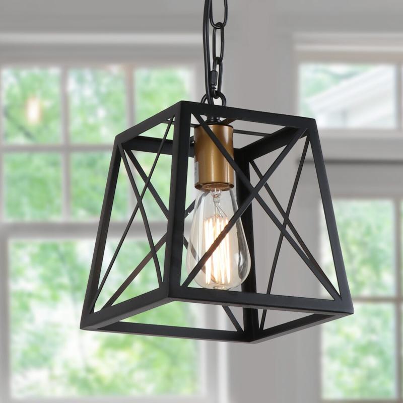 Modern Industrial 1-Light Kitchen Island Pendant Metal Hanging Lights Foyer  |   Kitchen Lighting Kitchen Lighting Black