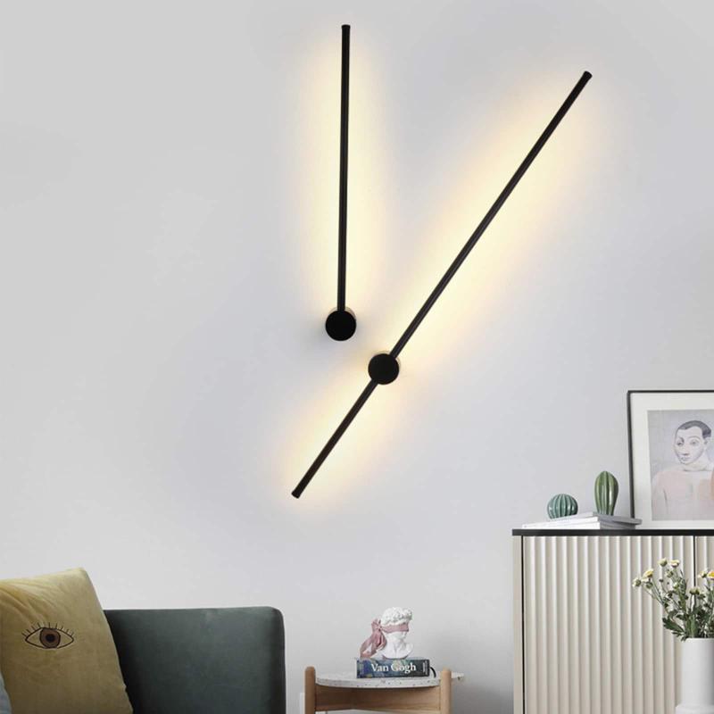 Modern Minimalist Style Black LED Plug-in Long Strip Wall Sconce  |   Wall Sconces Wall Lighting Wall Sconces