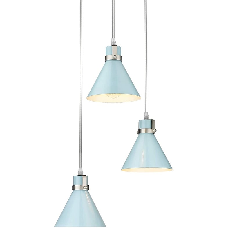 Modern Pendant Light, Ceiling light, Blue and Brushed Nickel Finish – 16.5″ x 16.5″ x 94.5″  |   Kitchen Lighting Kitchen Lighting Blue